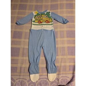 Vintage 80s Fisher Price 18 Months Outfit Set 2 Piece Bus Unisex Boy Girl 1988